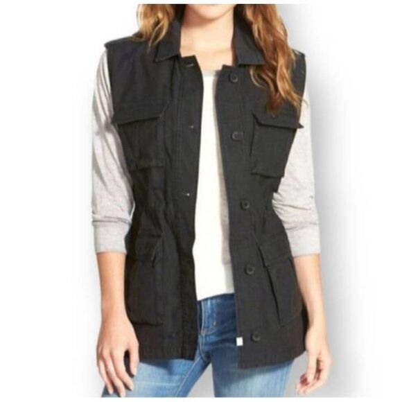 TREASURE & BOND BLACK DISTRESSED UTILITY VEST SZ.S EUC. - Picture 1 of 8